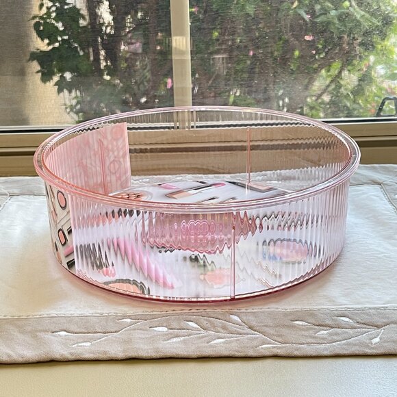 New Lazy Susan Organizer Blush Pink Clear Acrylic Revolving Spinning NWT - Picture 4 of 8